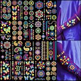 Tatuajes Fluorescentes 256+ PCS – Suministros de Fiesta Luminosos Pintura Corporal Neón UV Tatuajes Temporales para Adultos Adolescentes, 32 Hojas Accesorios Neón Detalles de Fiesta & Decoraciones