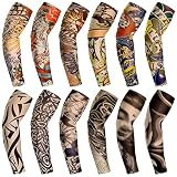 BBTO Set de 12 Mangas de Tatuaje Falsas de Protección Solar, Patrón Colores