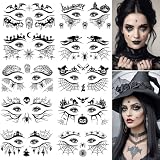 10 hojas de sombra de ojos Halloween tatuajes temporales para mujer, hombre, niños, adultos, tatuajes de maquillaje de Halloween, calavera, murciélago, delineador de ojos, tatuajes falsos, para