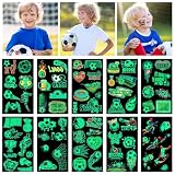 Aomig - Tatuaje temporal infantil, 20 hojas brillan en la oscuridad, brillante tatuaje, adhesivo efímero, fluorescente/ordinario, mixto de tatuajes Ephemere kit, regalo para fiesta de niño y niña