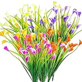 VARHHUXHA 6 Flores Artificiales Lirio Cala, Plástico UV-Resist, 5 Colores